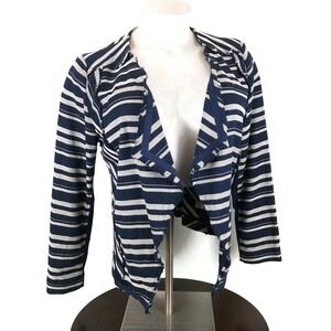Lane Bryant Navy Blue and White Striped Overpiece Wrap Cardigan Women's Plus 18